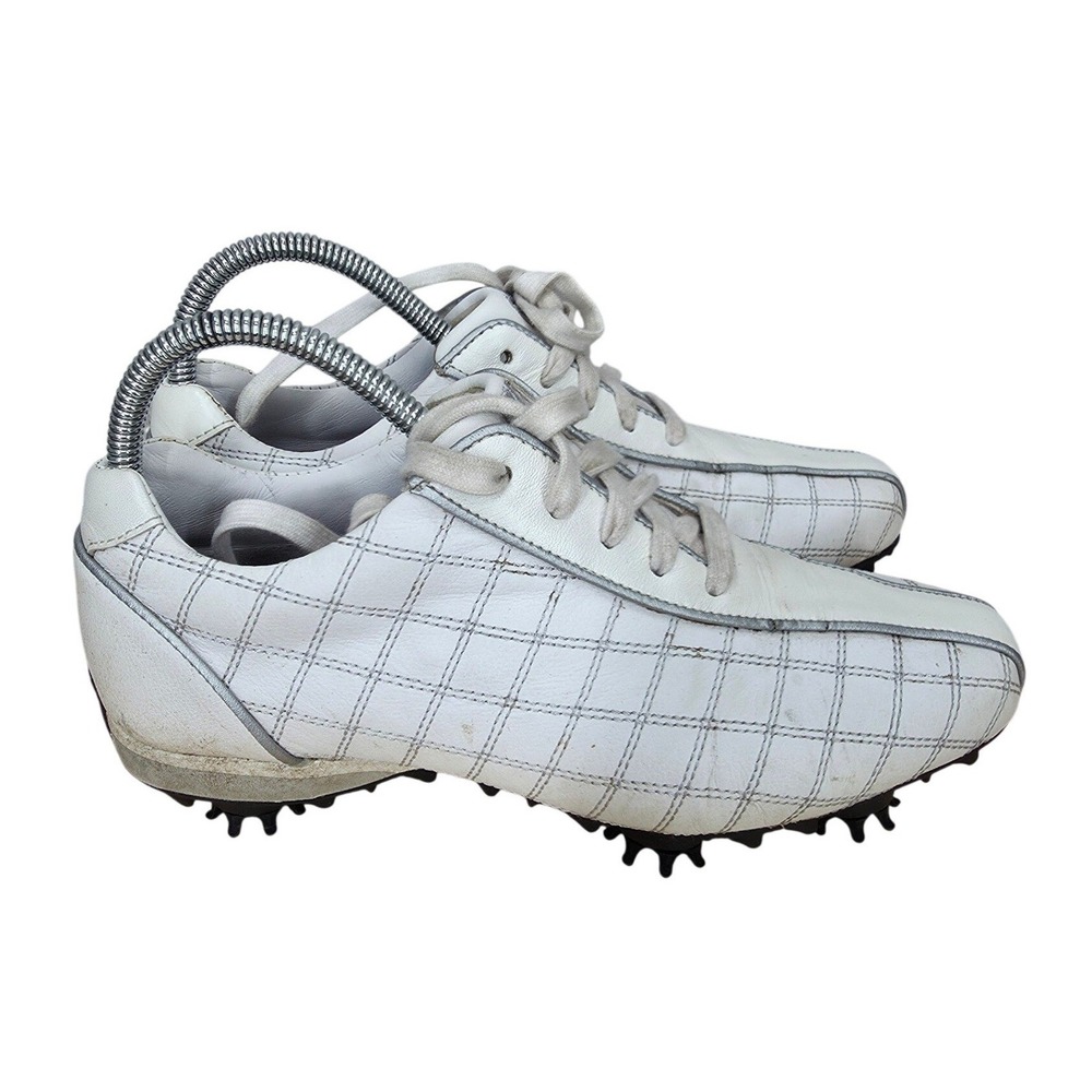 FootJoy LoPro Golf Shoes Womens 6.5  White Leather Spiked Sneakers 97199